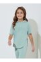 Girls Mint Green Embossed Hoodie and leggings Set - 3