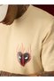 Beige Deadpool Print Short Sleeves Oversized T-Shirt - 2