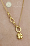 Steel Necklace - Stone-Encrusted Circle Balloon Clover Chain 316L Steel Necklace Does Not Tarnish or Fade 41+6cm - 2