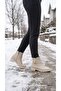Low Heel Zippered Short Women's Boots with Gold Buckle Detail on the Side - 7