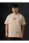 Beige NASA Saturn V Graphic Print Oversized T-Shirt - 3