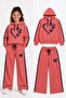 Girl's Coral Cotton Lycra Top and Bottom Two-Piece Tracksuit Set - 4