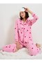 Pink Striped Heart Print Long Sleeve Pajama Set