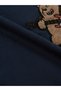Navy Blue Oversized Cotton T-Shirt with Embroidered Bear - 5