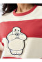 Striped Baymax Embroidered Oversized T-Shirt - 2