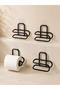 Wall Adhesive Wc Paper Holder Black Metal 4 Pieces Toilet Paper Roll Hanger - 5