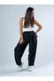 Black Women's Baggy Pants with Velcro Detail on the Legs Coc3337 - 2