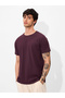 Men Burgundy Round Neck Cotton T-Shirt - 3