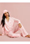 Pink Striped and All Over Print Shirt and Straight Pants Pyjama Set