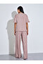 Pink All Over Print Ruffle Short Sleeves T-Shirt and Wide Leg Pants Pyjama Set - 5