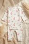 Mia Bunny 100% Cotton Ribbed Baby Girl Set - Pink Rabbit Patterned Long Sleeve Bodysuit and Leggings Set - 2
