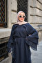 Women's Self-Patterned Ruffle Dress Navy Blue - 3