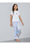 Girls White Cherry Print T-Shirt and Light Blue Pants Pyjama Set
