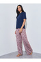 Multi-Color Solid Pocket Detail T-Shirt and All Over Cat Print Pants Pyjama Set