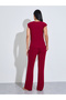 Burgundy Ribbed Short Cap Sleeves T-Shirt and Wide Leg Pants Pyjama Set - 6