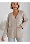 Women's V-Neck Wool Blend Double Pocket Comfortable Fit Gold Button Knitwear Cardigan 8755