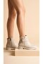 Low Heel Zippered Short Women's Boots with Gold Buckle Detail on the Side - 4