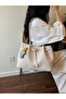 White Embossed Shoulder Bag for Women