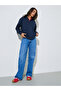 Navy Blue Solid Regular Fit Half Zip Sweatshirt - 2