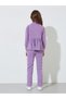 Girls Purple Embroidered Ruffle Details Peplum Top and Straight Leg Pants Set - 5