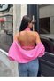 Women's Pink Turtleneck Knitwear Blouse Cardigan Double Set - 7