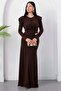 Crew Neck Long Sleeve Dress with Buckle at Waist K-262732