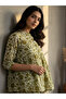 Olive Green Printed Mandarin Collar Co-ord Set - 5