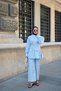 Women's Grass Green Detailed Collar Suit Baby Blue - 2