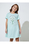Girls Mint Green Graphic Print Short Sleeves Sleep Dress
