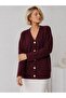Women's V-Neck Wool Blend Double Pocket Comfortable Fit Gold Button Knitwear Cardigan 8755