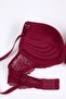 Women's Soft Red Lace Semi-Support Bra with Underwire and Light Padding Cup - 3