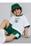Boys White KSA National Day Print T-Shirt and Dark Green Shorts Set