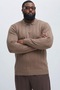 Men's Zippered Striped Brown Oversized Sweatshirt - 4