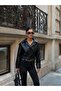 Belted Trench Crop Leather Jacket - 5