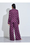 Burgundy All Over Print Shirt and Wide Leg Pants Pyjama Set - 5