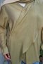 Women's Single Button Shawl Detail Tulle Tunic Oil Green - 4