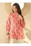 Orange Floral Mandarin Collar Tunic Top - 3