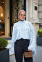 Women's Small Polka Dot Detail Blouse Blue - 2