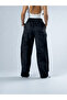 Patterned Black Women's Baggy Trousers with Adjustable Legs Coc3346 - 5