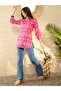 Pink Ikat Print Regular Fit Mandarin Collar Tunic Top - 5