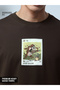 Men Brown Looney Tunes Taz Graphic Oversized Round Neck T-Shirt