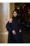 Women's Black Turtleneck Ribbed Dress Cardigan Set - 7