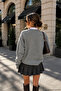 Women's Gray Soft Textured Buttoned Knitwear Cardigan - 6