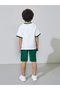 Boys White KSA National Day Print T-Shirt and Dark Green Shorts Set - 7