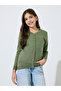 Teen Girls Green Solid Button Front Cardigan