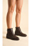 Low Heel Zippered Short Women's Boots with Gold Buckle Detail on the Side - 3