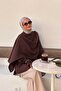 Women's Detachable Shawl Detail Tunic Brown - 3