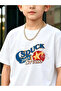 Boys White Cotton Round Neck T-Shirt with Star Graphic - 8