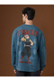 Men Teal Oversized Graphic Long Sleeve T-Shirt - 4