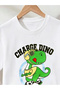 Boys White Charge Dino Graphic T-Shirt - 8